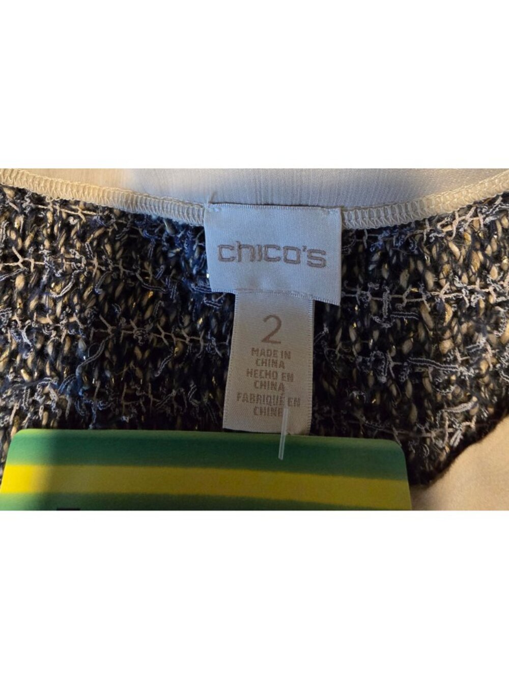 Chicos Textured Metallic Knit Cardigan With Zipper Front vintage flirty warm - Picture 5 of 8